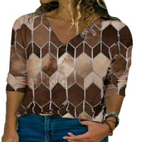 Ženska geometrijska tiskana s dugim rukavima V-majice Casual Bluze