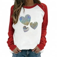 Prodaja Raglan dugih rukava Dnevne majice za žene Slatko ljubavno srce Grafički grafički posad Lagani