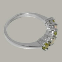 Britanci izrađeni sterling srebrni prirodni peridot i opal ženski vječni prsten - veličine opcije -