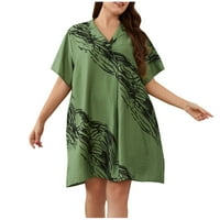 Modna plus veličina Ženska ljetna cvjetna V-izrez tanka haljina zelena xxxl