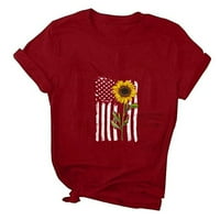 Američka zastava Suncokret T majice za žene 4. jula Danska majica Neovisnosti Slatka tisak kratkih rukava