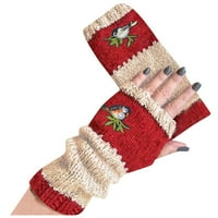 Wendunide odjeća za odjeću Žene Topla ruka Ruke Malene cvijeće Ručno rađene vunene rukavice Crvene rukavice