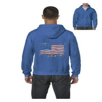 - Muška dukserica pulover punog zip - američka zastava SAD-a u zlatu