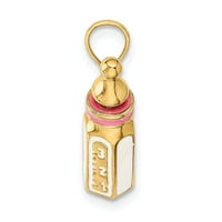 Jewels 14k žuto zlato 3D boca za bebe ružičasti privjesak