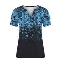 Passasso Womens's Plus majica Petal rukava V izrez bluza Tunic vrhovi Retro Print Leisure Rad za slobodno