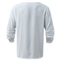 Muške majice musko casual solid posebne bluza s dugim rukavima s dugim rukavima majica bijeli xl