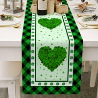 St Patricks Dan trkačak, sretan Dan ul. Leprechaun Gnomi Burlap trkači za stol, Shamrocks Irski zeleni