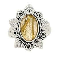 Ručni rad - prirodni zlatni rutile - Brazil srebrni prsten s. ALLR-14455