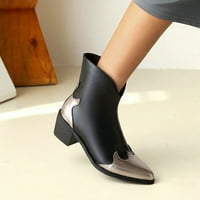 Sngxgn kvadratni kaubojski čizme za žene Fur Mid Calf jahanje zimske čizme Ženske čizme, crna, veličine
