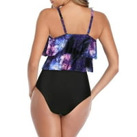 Yubnlvae Tummy Floral Rucles Split Aimsuit Struk prsluk Žene Dva Bikini visokog kupaće kostimi kupaći