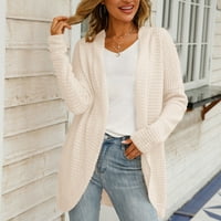 SNGXGN Žene Otvoreni džemper sa prednjim kardiganima Lightweight kratki rukav Ruffle Front Cardigani za žene Trendy, Bež, veličina XL
