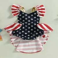 Xingqing novorođenčad Djevojka Dan nezavisnosti odjeća 4. jula Halter Romper haljina ruffle rukave Američka