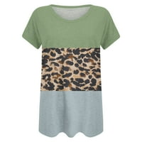 Crew Crt Leopard Print Tops Bodycon Seksi košulje Plus Veličina opuštene fit bluze Popust Košulje pamuk