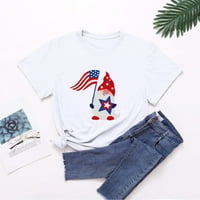 Majica Americana 4. jula za žene Print bluza Crewneck kratki rukav bijeli xxl