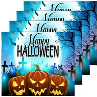 Pumpkins za Hallight Halloween Placemat Holder tanjura set od 4, zaštitni stolni prostirke