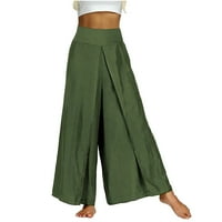 Posteljine pantalone za žene plus veličina vrećica široka noga elastična posteljina dugi pantni pamučni