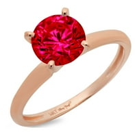 1. CT sjajan okrugli rez Clear Simulirani dijamant 18k ružičasto zlato pasijans prsten sz 4.5