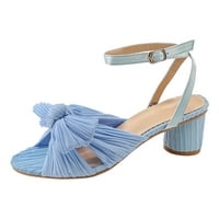 Ženske sandale Plave široke sandale za žene Udobne žene ljetne guste potpetice sa satenske sanale sa