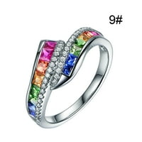 Veki Inlaid Diamond Rainbow Boolobono Greveni prsten nakit za rođendan Prijedlog poklona Poklon za angažman