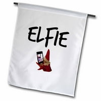 Elfie, Crna slova na bijeloj pozadini sa slikom ELF Selfie Garden Flag FL-192444-2