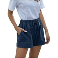 Ljetne kratke hlače za žene Elastični džepovi visokog struka Široki nosači za noge Čvrsti hlače od plaže