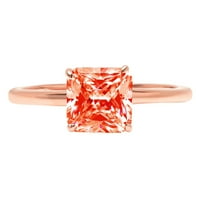2.0ct Asscher Cred Crveni simulirani dijamant 14k ružičasto zlato Angažovanje prstena veličine 4,5