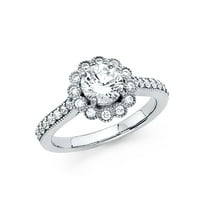 Jewels 14k bijelo zlato okruglo kubične cirkonije CZ zaručničke prstene veličine 5