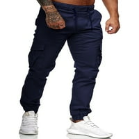 Sanviglor muške pantalone elastične strukske dno nacrtavajuće hlače Redovna jogger mornarica plava l