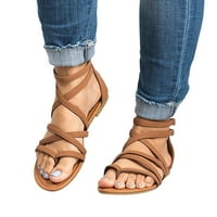 OAVQHLG3B Ženske sandale na klirensu Novi križni remen sandale sa sandale sa čvrstim bojama ravne sandale