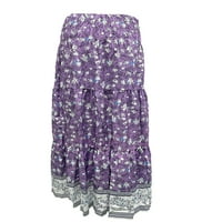 Ženska boemska cvjetna suknja Ležerne ljetna elastična suknja visoka struka za plaže Club Srednja odjeća