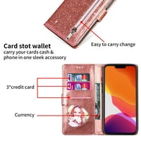 -Lion za iPhone XR blista novčanik, Bling Sparkly PU kožni patentni zatvarač Flip udarni otvori za zaštitne