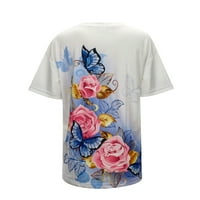 Žene Ležerne prilike kratkih rukava Print Slim Crew Crt Majica TOP majice Tee bluza Tunika