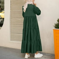 Gotyou haljine Ženski casual dugih rukava okrugli vrat Čvrsta boja duge haljine ogrtač zeleni xxxxl
