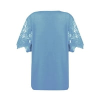 Žene vrhovi kratki rukav casual bluza cvjetne žene ljetne posade vrata majice svijetlo plava s