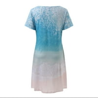 Miayilima mini haljine za žene Ljeto casual plava haljina V-izrez cvjetni print rukav labav dukdljiva