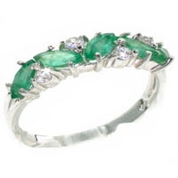 Britanci napravio je 10k bijelo zlato prirodno smaragdno i dijamantno ženski vječni prsten - veličina