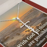 S Bogom su sve stvari moguća Matthew 19: Faith Cross ogrlica W Inspiration Bible poruka