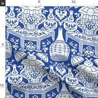 Pamuk Sateen Sham, Standard - Chinoiserie Plavi bijeli vintage stil Mid Srednjost Rokoko Ptice Ispisuju posteljinu od posteljice od strane kašičice