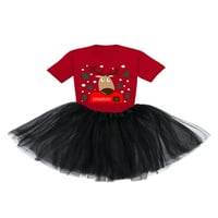 Neugodni stilovi Ugly Christmas Tutut suknja Set Xmas Deer Girls Balet Outfit