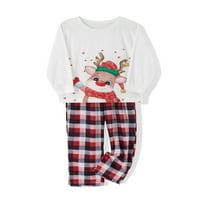 Stoljetni božićni pidžami za obiteljski crtani jeleni ispis dugih rukava na vrhu kaidne hlače xmas podudaranje za spavanje za roditelj-dijete Whitekid-10- godine