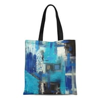 Platno Tote torba Plava zimska leda Originalni mješoviti medij Sažetak Fine boje za ponovni torbi za