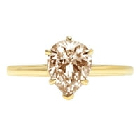 1.0ct kruška izrezana šampanjac simulirani dijamant 18K žuti zlatni godišnjički angažman prsten veličine