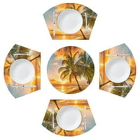 Placemats za okrugli sto za tropsko plažu zalazak sunca palma palmi klince stolni prostirke okrugli
