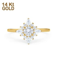 14K zlatni klaster okrugli mladenci simulirani CZ Vjenčani zaručnički prsten veličine 7