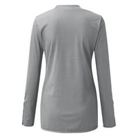 SOISHEXZC ženska majica casual majica s dugim rukavima bluza proljeće jesen zima Henley vrat pulover