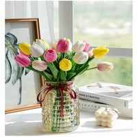 Mini PU plastični tulip cvijet simual cvijet vjenčanje kućna zabava cvijeće bjelokosti bijelo