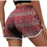 Aoujea kratke hlače za žene plus veličine za ženske ljetne casual tiskane plažne kratke hlače crvene