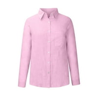 Puntoco Plus klirens ženske košulje od pune boje V izrez labava bluza dugih rukava TUNIC TUNIC sa džepom