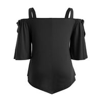 Hanas vrhovi modne žene casual plus veličine asimetrična hladna ramena vrhunska majica luk bluza crna