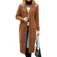 Ženski modni kaput Ženska pletiva od labavog duga dugača sa ubrzanim gumbima